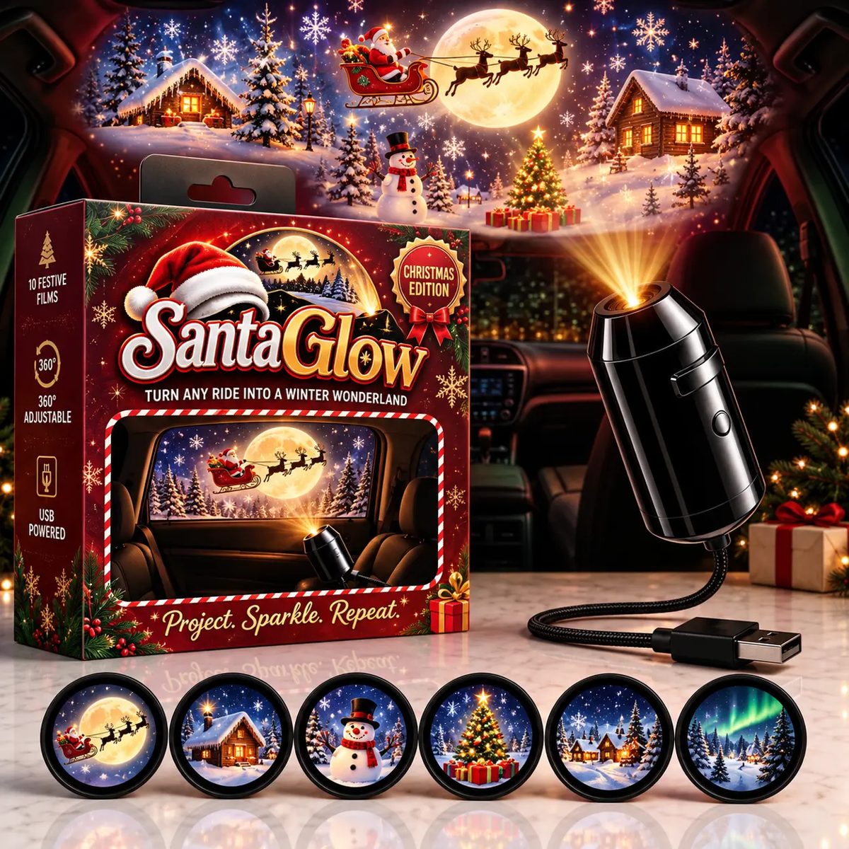 SantaGlow Christmas Car Projector